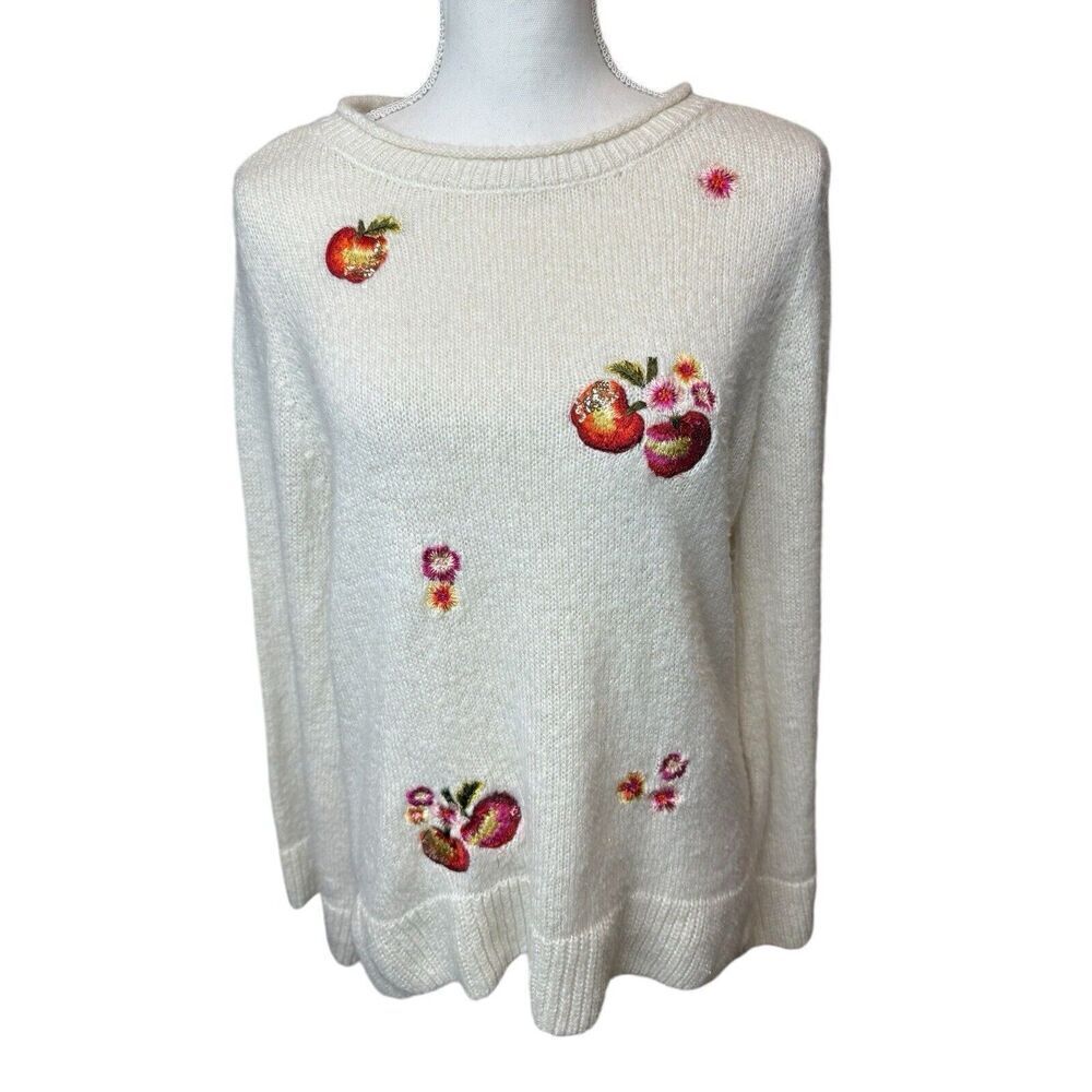 Lauren Conrad X Disney Cream Disney Snow White Embroidered Apples Sweater Sz M